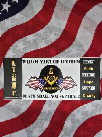 American Flag Bandana and Mason Bumper Sticker Gift Set MADE IN AMERICA Patriotic Red White and Blue Stars Stripes