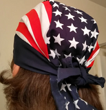 American Flag Doo Rag MADE IN AMERICA Patriotic Bandana Head Wrap Motorcycle Bikers Hat