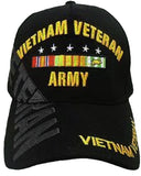 Army Vietnam Veteran Hat Black Baseball Cap, Large to XL, Unisex Men and some Women