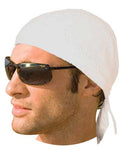 White Bandana Dorag Cap with Sweatband and Mesh Liner, Cotton Solid Motorcycle Biker Durag Skull Hat
