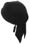 Black Bandana Dorag Cap with Sweatband and Mesh Liner, Cotton Solid Motorcycle Biker Durag Skull Hat