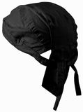 Black Bandana Dorag Cap with Sweatband and Mesh Liner, Cotton Solid Motorcycle Biker Durag Skull Hat