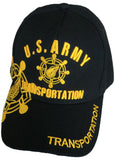 Transportation Hat Army Baseball Cap Black and Gold with Logo Emblem Mens Headwear