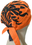 Orange and Black Doo Rag Bengals Durag Skull Cap Cotton Halloween Motorcycle Hat
