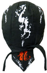 Asian Dragon Doo Rag Chinese Letters Black Headwrap Trucker Durag Skull Cap Cotton Sporty Motorcycle Hat