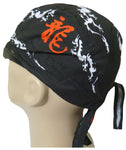 Asian Dragon Doo Rag Chinese Letters Black Headwrap Trucker Durag Skull Cap Cotton Sporty Motorcycle Hat