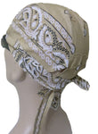 Tan Beige Paisley Headwrap Doo Rag Durag Skull Cap Cotton Sporty Motorcycle Hat