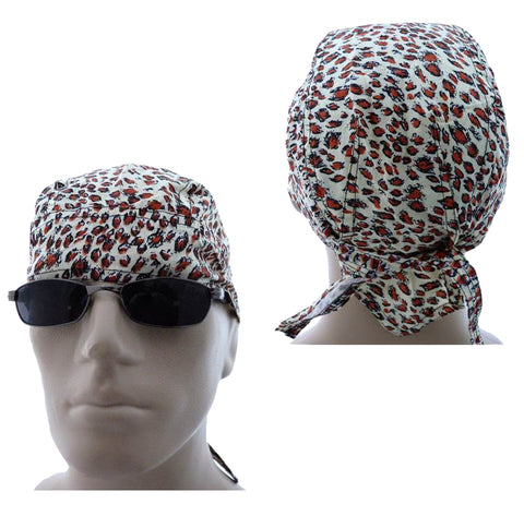 Leopard Animal Print Headwrap with Spots Doo Rag Durag Skull Cap Cotton Sporty Motorcycle Hat