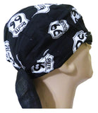 Black Route 66 Headwrap Motorcycle Doo Rag Trucker Durag Skull Cap Cotton Chemo Hat