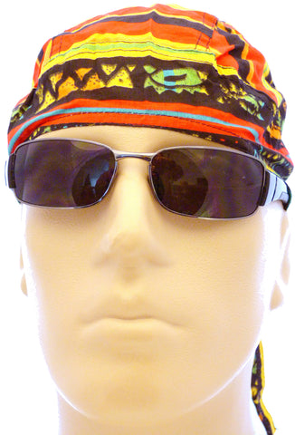 CLEARANCE African Feel and Colors Doo Rag Skull Cap Black History Colorful Festive Pattern Kwanzaa