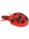 Skull and Crossbones Skeleton Doo Rag Cap Dorag Hat Bandana Head Wrap Black and Red for Men or Women