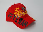 Marine Veteran Hat, Red Baseball Cap with American Flag and Eagle