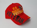 Marine Veteran Hat, Red Baseball Cap with American Flag and Eagle