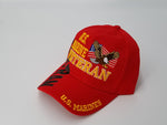Marine Veteran Hat, Red Baseball Cap with American Flag and Eagle