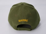 Marine Veteran OD Green Hat, Olive Drab Baseball Cap, Eagle and American Flag