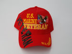 Marine Veteran Hat, Red Baseball Cap with American Flag and Eagle