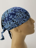 Blue Bandana Headwrap Mix of Classic Paisley Design Dorag Skull Cap Cotton