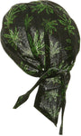 Cannabis Weed Leaf Doo Rag Hat Bandana Head Wrap Black and Green for Men or Women
