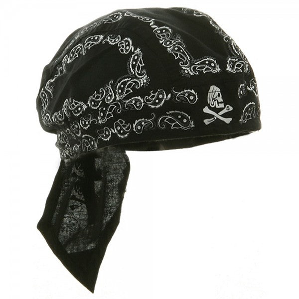 Skull and Crossbones Skeleton Paisley Doo Rag Cap Biker Hat Bandana He ...