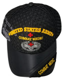 Army Medic Baseball Cap, Black U.S. Military Hat, Leather and Air Mesh, Officially Licensed