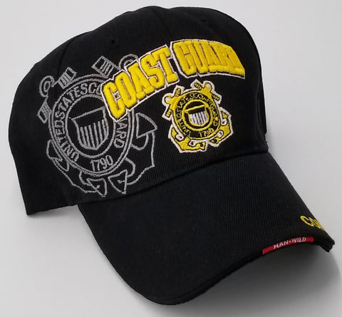 Coast Guard Hat, Black Military Baseball Cap with Emblem