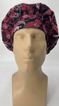Surgical Hat Nursing Scrub Bonnet Surgeons Scrubs Cap Bouffant for Long Hair, Cotton, Black White Red Gray Flowers and Paisley