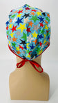 Scrub Hat Nursing Cap Gift for Doctor, Pediatrician Cardiologist Surgeon Nurse OR ER Xray Tech Veterinarian, Blue with Colorful Stars