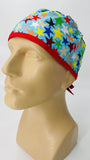 Stars Nursing Scrub Hat Surgeons Cap, Cotton, Light Blue and Red with Assorted Colors