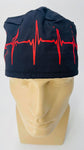 Scrub Hat Nursing Cap Gift for Doctor, EKG Cardiologist Surgeon Nurse OR ER Xray Tech Veterinarian, Black and Red