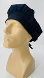 Nursing Scrub Hat Scrubs Cap Bouffant for Long Hair, Solid Navy Blue, Cotton