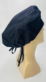 Scrub Hat Medical Hair Bonnet Surgeon Head Cover Surgical Cap Nurse Bouffant Nursing Ponytail Holder Operating Room, Solid Black
