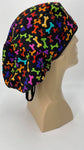 Scrub Hat Medical Hair Bonnet Surgeon Head Cover Surgical Cap Nurse Bouffant Nursing Ponytail Holder Operating Room, Polka Dots Circles