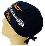 Scrub Hat Nursing Cap Gift for Doctor, Caduceus Bones Spine Surgeon Nurse OR ER Xray Tech Veterinarian, Black
