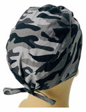 Scrub Cap Medical Surgeon Head Cover Surgical Hat Nurse Nursing Operating Room, Black Gray Urban Camouflage Camo