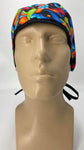60s Hippie Rainbow Nursing Scrub Hat Scrubs Cap Bouffant for Long Hair, Cotton, Black Paisley Colorful