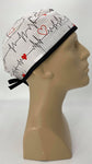 Scrub Hat Nursing Cap Gift for Doctor, EKG Cardiologist Surgeon Nurse OR ER Xray Tech Veterinarian, White