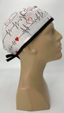 Scrub Hat Nursing Cap Gift for Doctor, EKG Cardiologist Surgeon Nurse OR ER Xray Tech Veterinarian, White