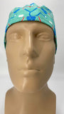 EKG Heartbeat with Stethoscope Nursing Scrub Hat Surgeons Cap, Cotton, Green Blue White Red