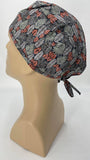 Scrub Cap Medical Surgeon Head Cover Surgical Hat Nurse Nursing Operating Room, Gray Feathers
