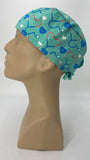 EKG Heartbeat with Stethoscope Nursing Scrub Hat Surgeons Cap, Cotton, Green Blue White Red