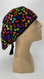 Scrub Hat Medical Hair Bonnet Surgeon Head Cover Surgical Cap Nurse Bouffant Nursing Ponytail Holder Operating Room, Polka Dots Circles