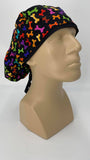 Scrub Hat Medical Hair Bonnet Surgeon Head Cover Surgical Cap Nurse Bouffant Nursing Ponytail Holder Operating Room, Polka Dots Circles