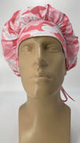 Nursing Scrub Hat Scrubs Cap Bouffant for Long Hair, Pink Camouflage, Camo
