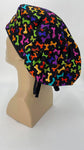 Scrub Hat Medical Hair Bonnet Surgeon Head Cover Surgical Cap Nurse Bouffant Nursing Ponytail Holder Operating Room, Polka Dots Circles