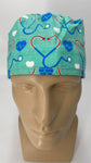 EKG Heartbeat with Stethoscope Nursing Scrub Hat Surgeons Cap, Cotton, Green Blue White Red