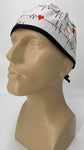 EKG Heartbeat with Stars Nursing Scrub Hat Surgeons Cap, Cotton, Black Red and White