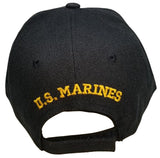 Marine Hat Black Baseball Cap with Flying Bald Eagle and American Flag