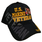 Marine Hat Black Baseball Cap with Flying Bald Eagle and American Flag