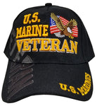 Marine Hat Black Baseball Cap with Flying Bald Eagle and American Flag