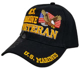 Marine Hat Black Baseball Cap with Flying Bald Eagle and American Flag